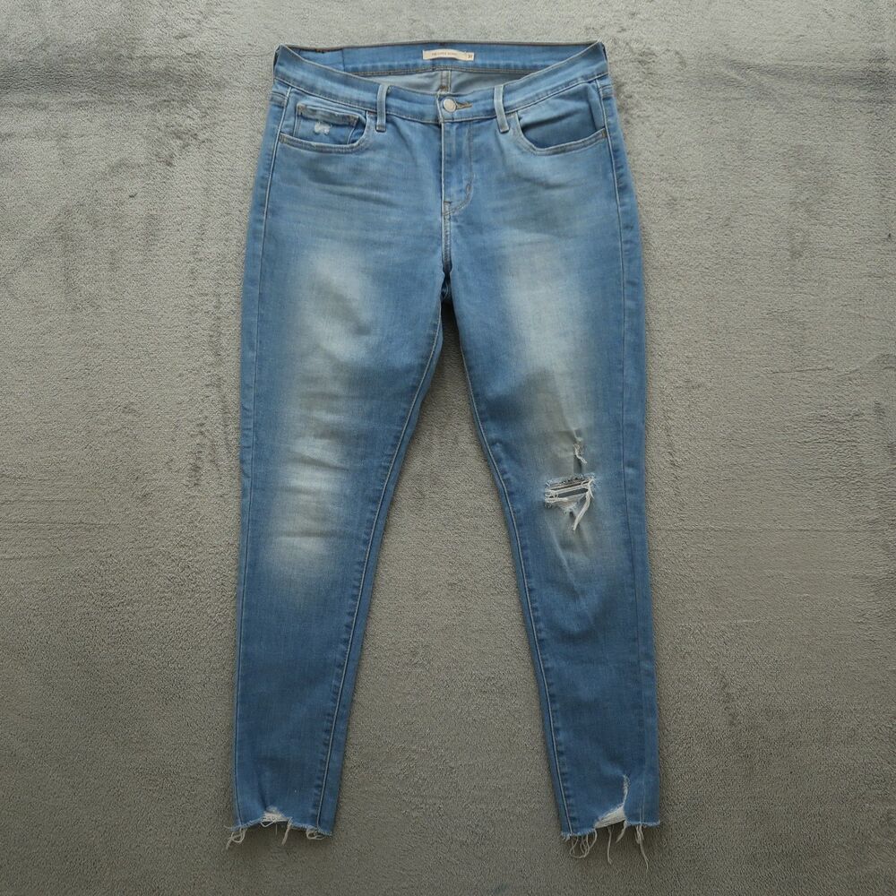 Levi's 710 Jeans Womens Size 31 Blue Mid-Rise Super Skinny 29" Inseam Distressed